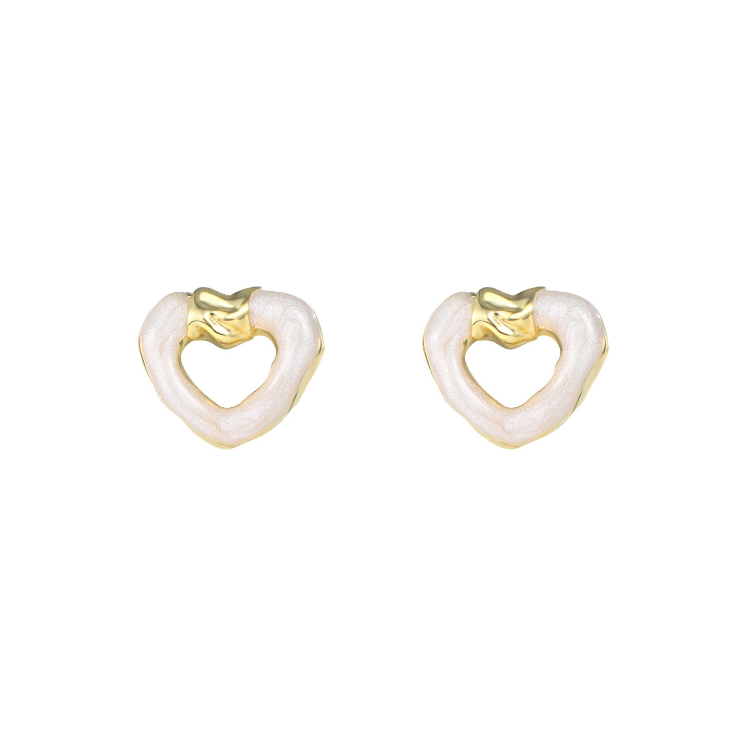 Irregular glitter drop oil love earrings 925 silver needle fashion temperament earrings niche high-end women's earrings