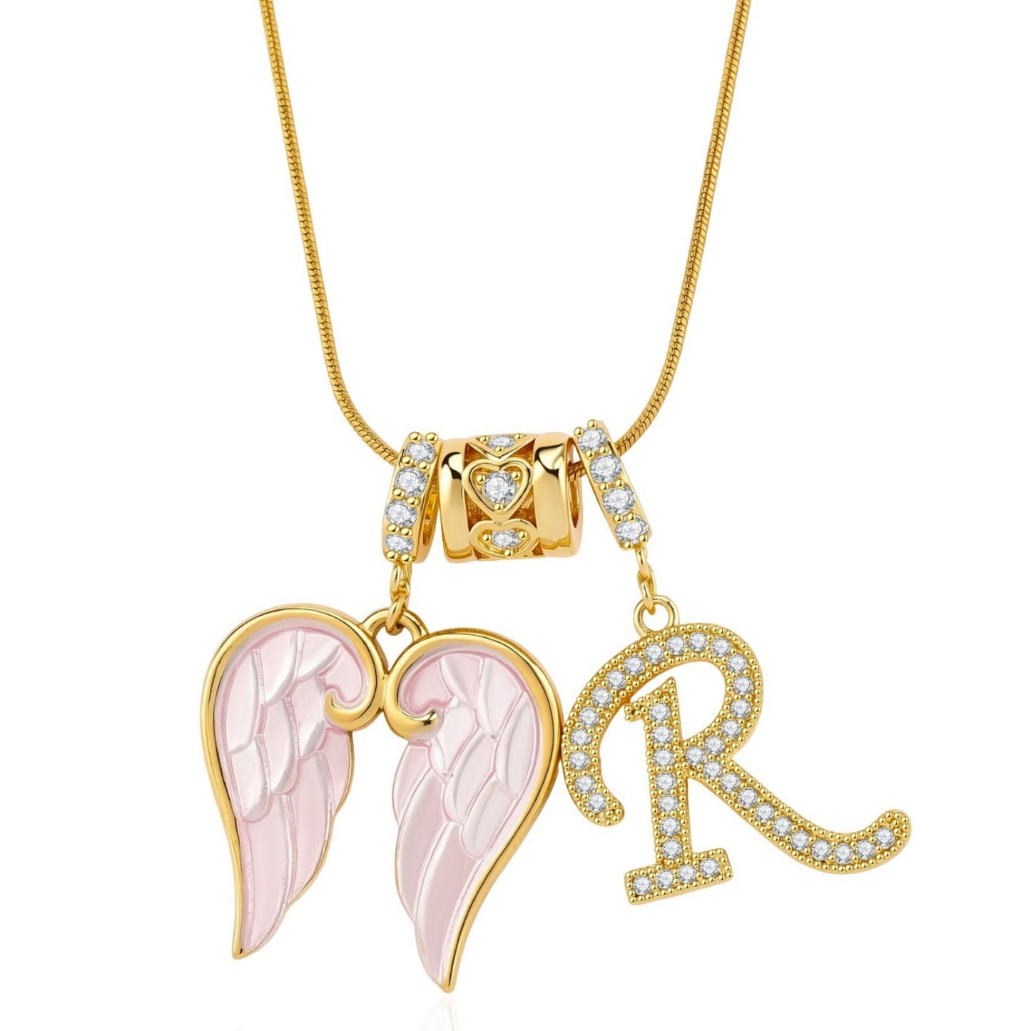European and American Cross-Border Hot-Selling Item: Zircon Letter Wing Necklace, Sweet and Cool Hot Girl Style