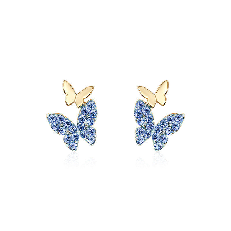 New Trendy Colorful Butterfly Earrings Summer Art Earrings Women's Small Simple Earrings Niche Design Versatile