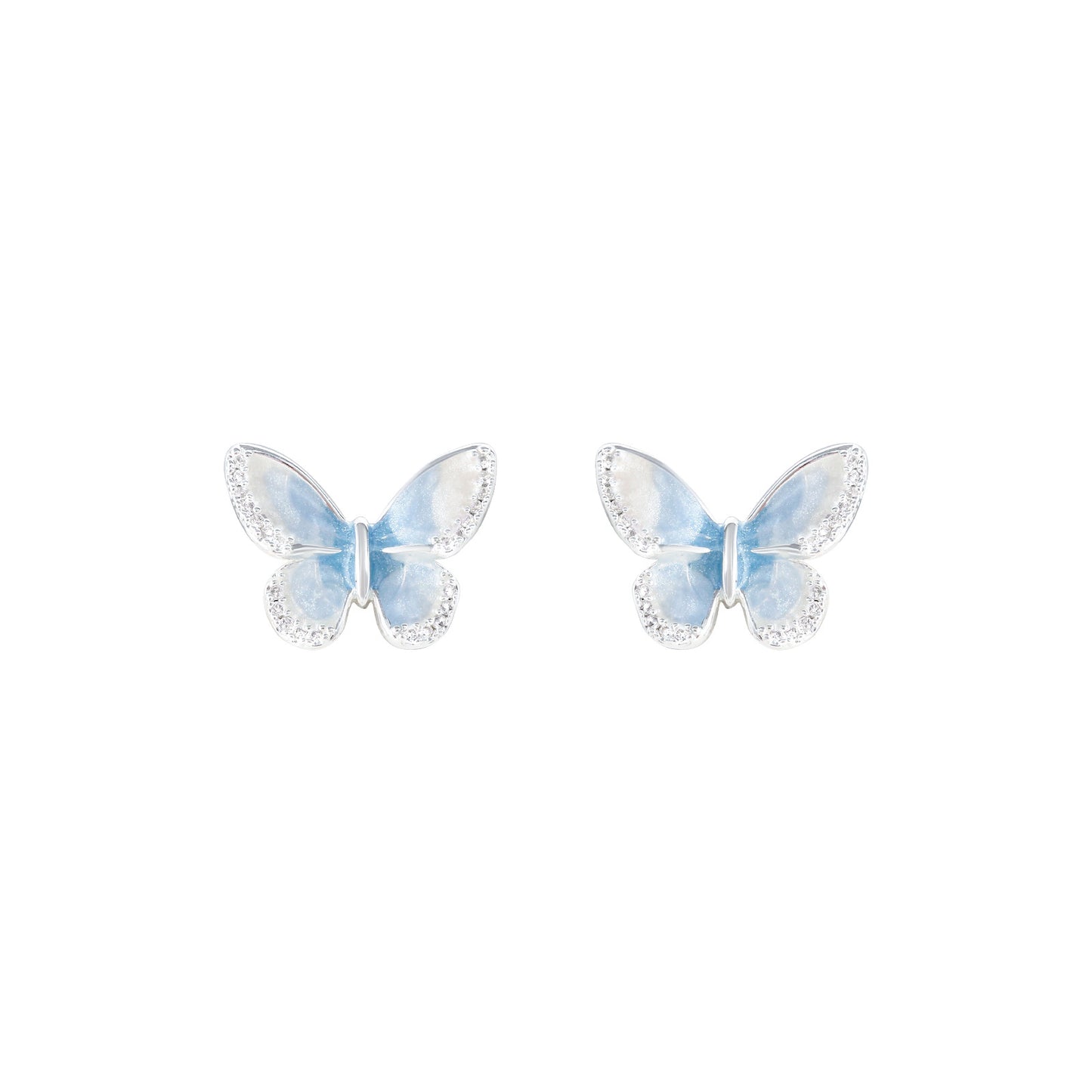 Butterfly Earrings with Glitter Gradient Color, Fashionable and Elegant 925 Sterling Silver Needle Earrings, Light Luxury High-End