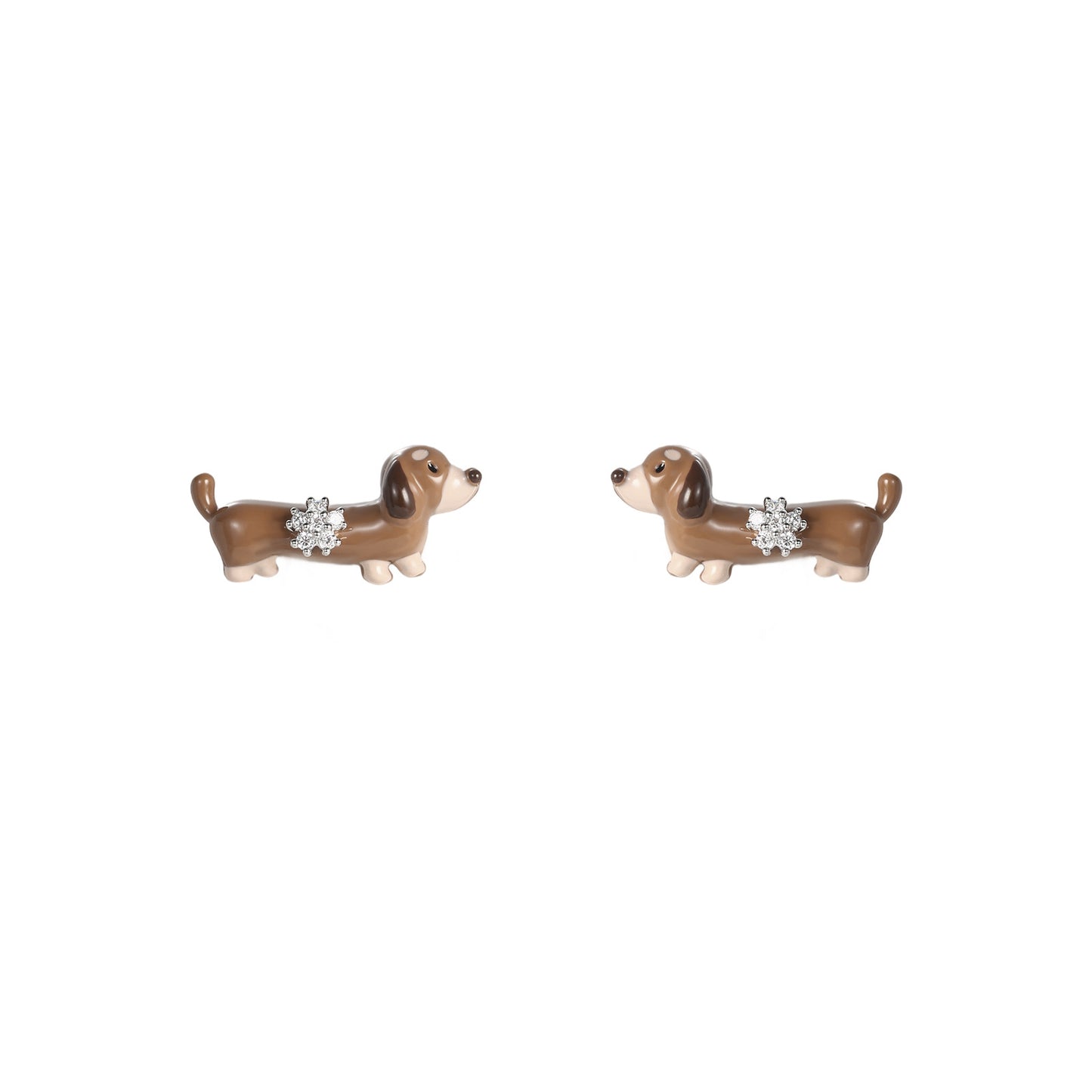 Korean Style Cute Brown Dachshund Dog Earrings Fashionable Elegant Earrings 925 Sterling Silver Needle Earrings Accessible Luxury High-End Women