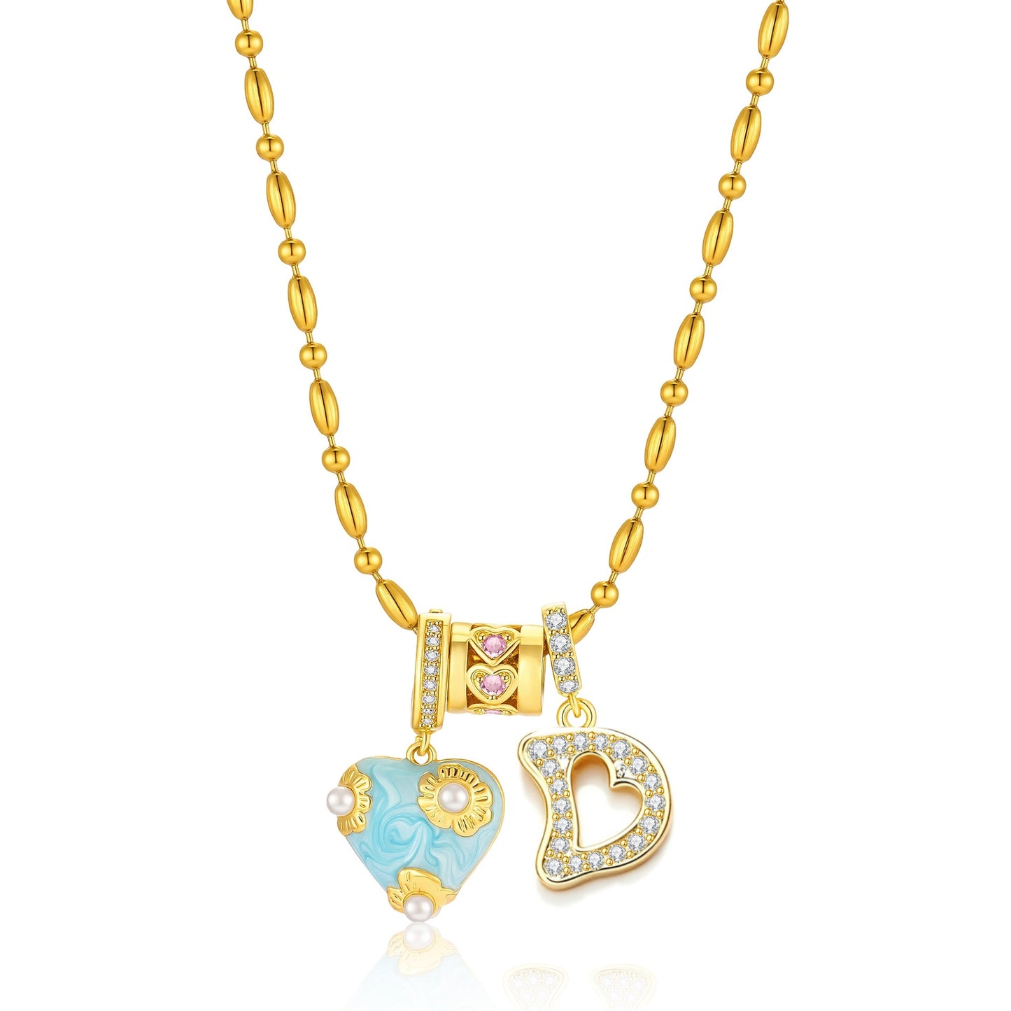 French-Style Vintage Oil-Drip Flower Heart Pendant Necklace for Women, Niche Light Luxury High-End Clavicle Chain Holiday-Style Accessory