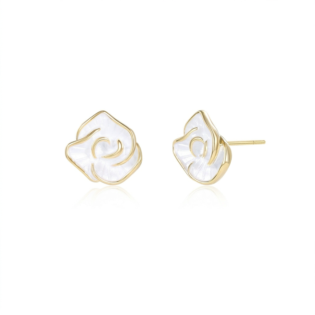 Wine red resin earrings on white background
