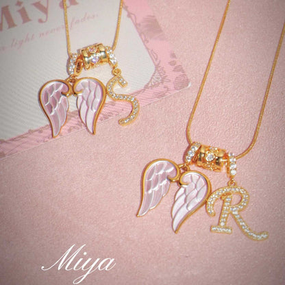European and American Cross-Border Hot-Selling Item: Zircon Letter Wing Necklace, Sweet and Cool Hot Girl Style