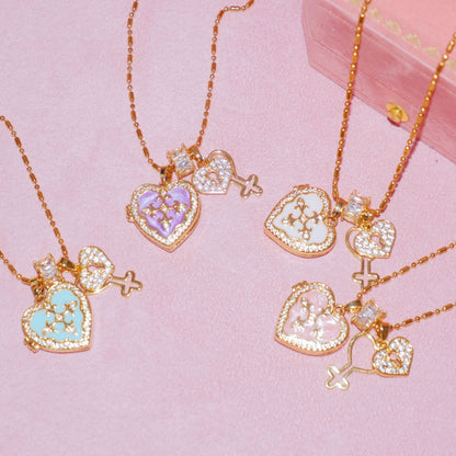 Cross-Border Photo Necklace Tiktok Style Forever ~ Heart-Shaped Colorful Key Photo Album Necklace Best Friend Gift