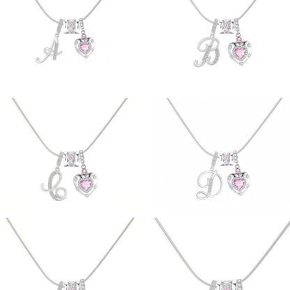 Kindergarten Popular Model, Douyin Internet Celebrity Model, Zircon Heart Letter Necklace, Full Set of Stainless Steel Chain, High Color