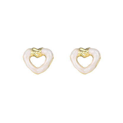Irregular glitter drop oil love earrings 925 silver needle fashion temperament earrings niche high-end women's earrings