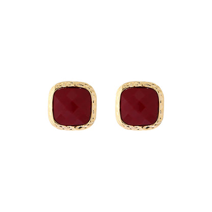 wine red Simple Artistic Sterling Silver Earrings Resin Fashion Earrings Niche High-end Jewelry Earrings 925 Silver Pin