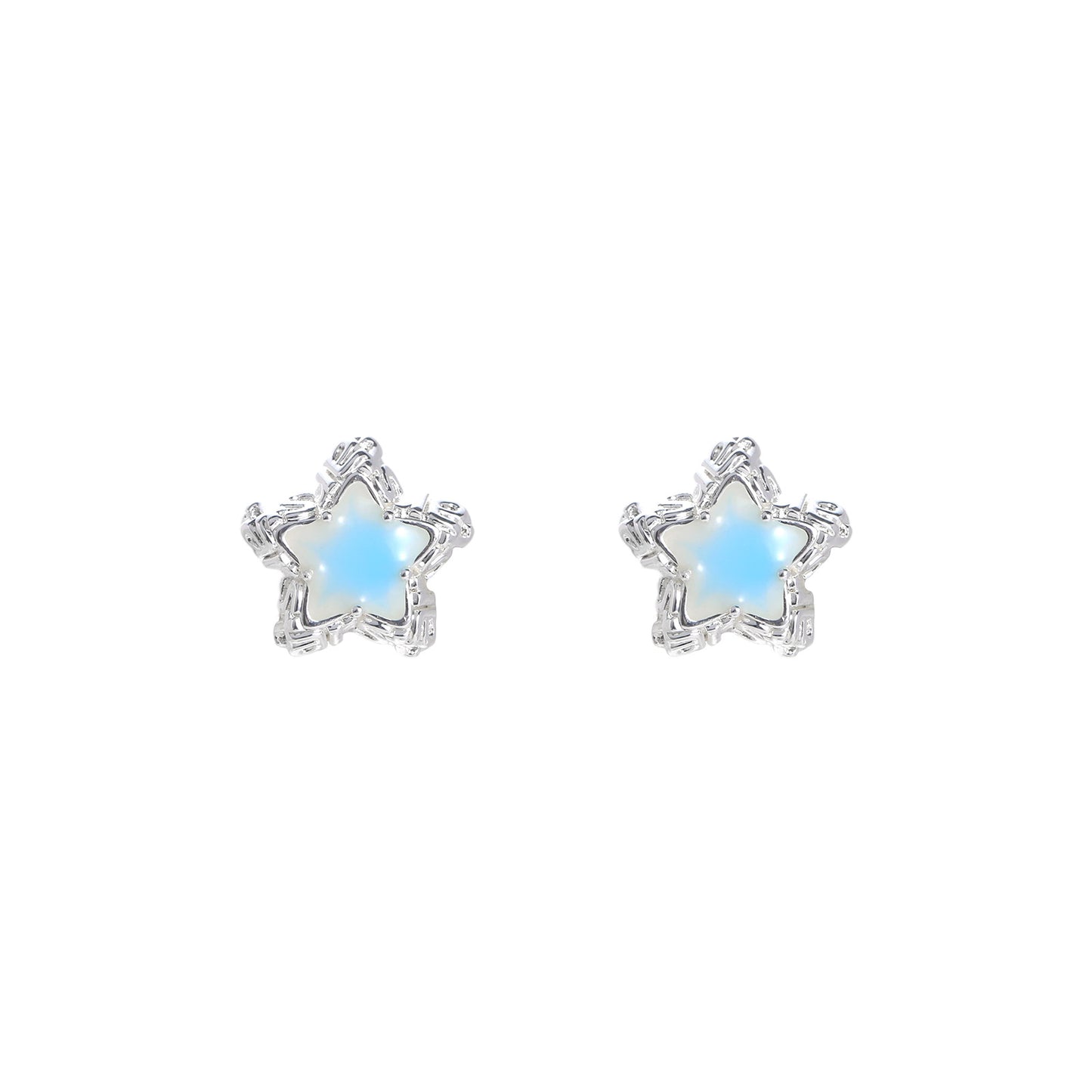 Summer Fresh Blue Star Exquisite Five-Pointed Star Earrings Fashionable Elegant Earrings 925 Silver Needle Earrings High-End
