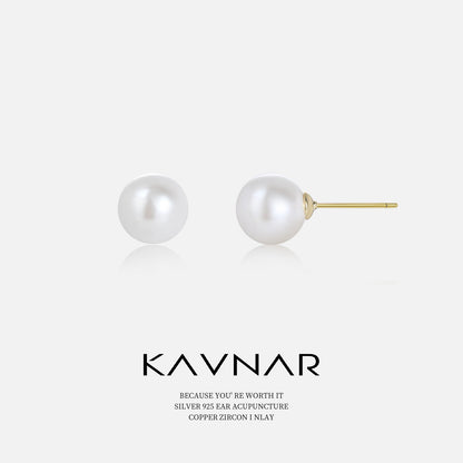Minimalist Style 10mm Pearl Simple Earrings Fashionable Elegant Earrings 925 Sterling Silver Needle Earrings Accessible Luxury High-End Women