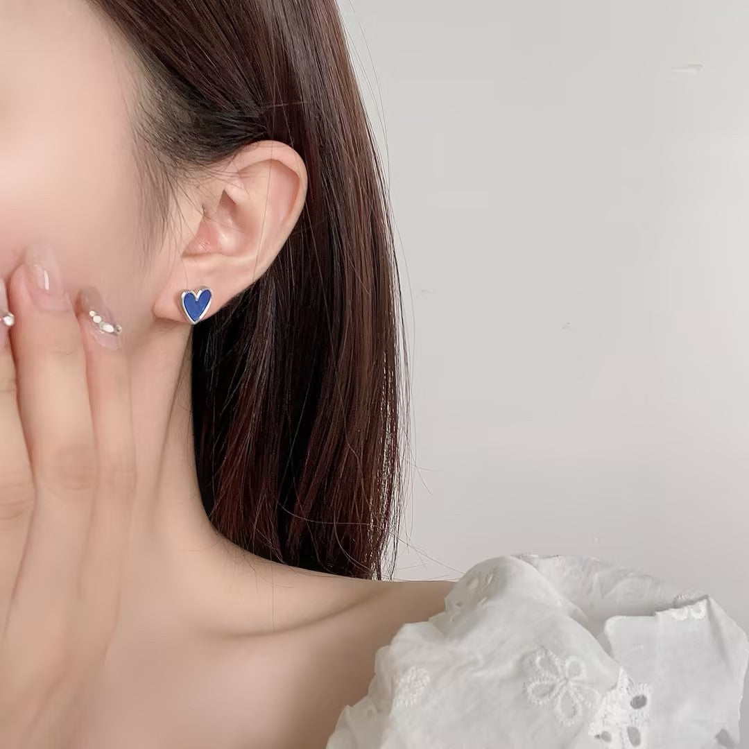 Klein blue love earrings 925 sterling silver fashion commuter earrings niche high-end earrings female temperament summer