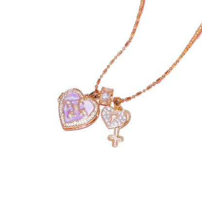 Cross-Border Photo Necklace Tiktok Style Forever ~ Heart-Shaped Colorful Key Photo Album Necklace Best Friend Gift