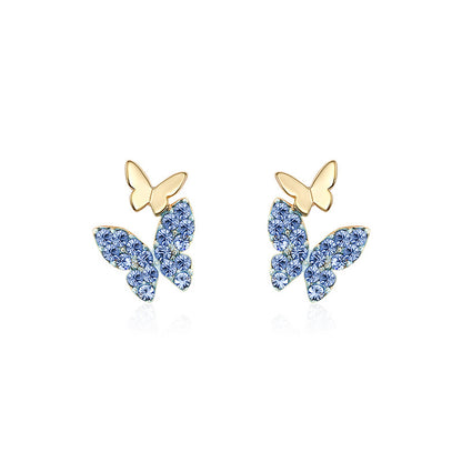 New Trendy Colorful Butterfly Earrings Summer Art Earrings Women's Small Simple Earrings Niche Design Versatile