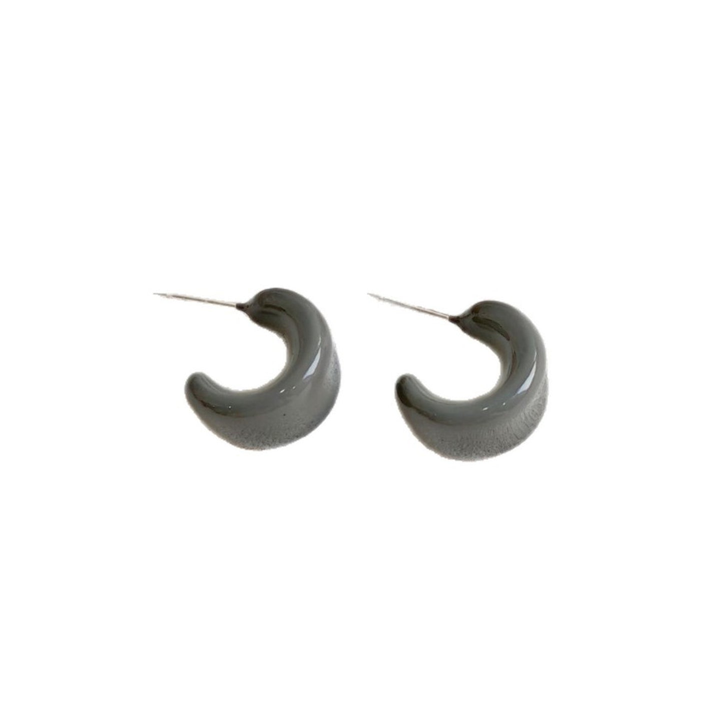 Ins Style Dopamine Colorful Enamel Drip Glaze C-Shaped Wide Earrings for Women, Fashionable and Versatile, Simple and Personalized Earrings