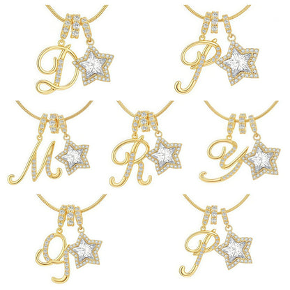 Dopamine Star Girl Cross-Border Independent Site Tk Hot-Selling 26-Letter Necklace Stainless Steel Chain 22K