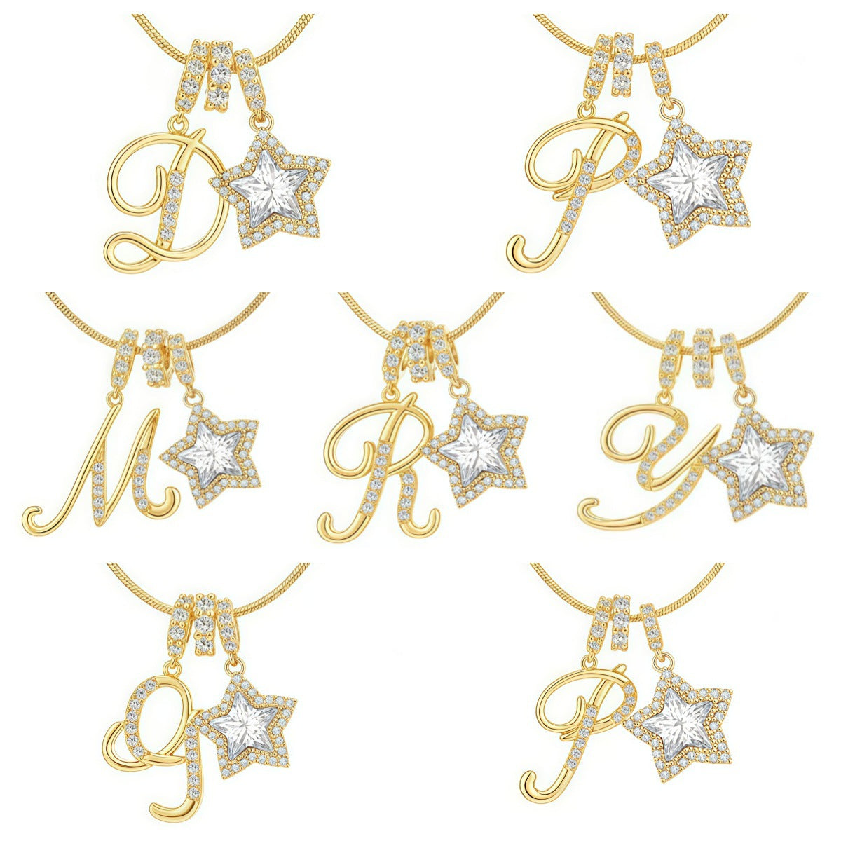 Dopamine Star Girl Cross-Border Independent Site Tk Hot-Selling 26-Letter Necklace Stainless Steel Chain 22K