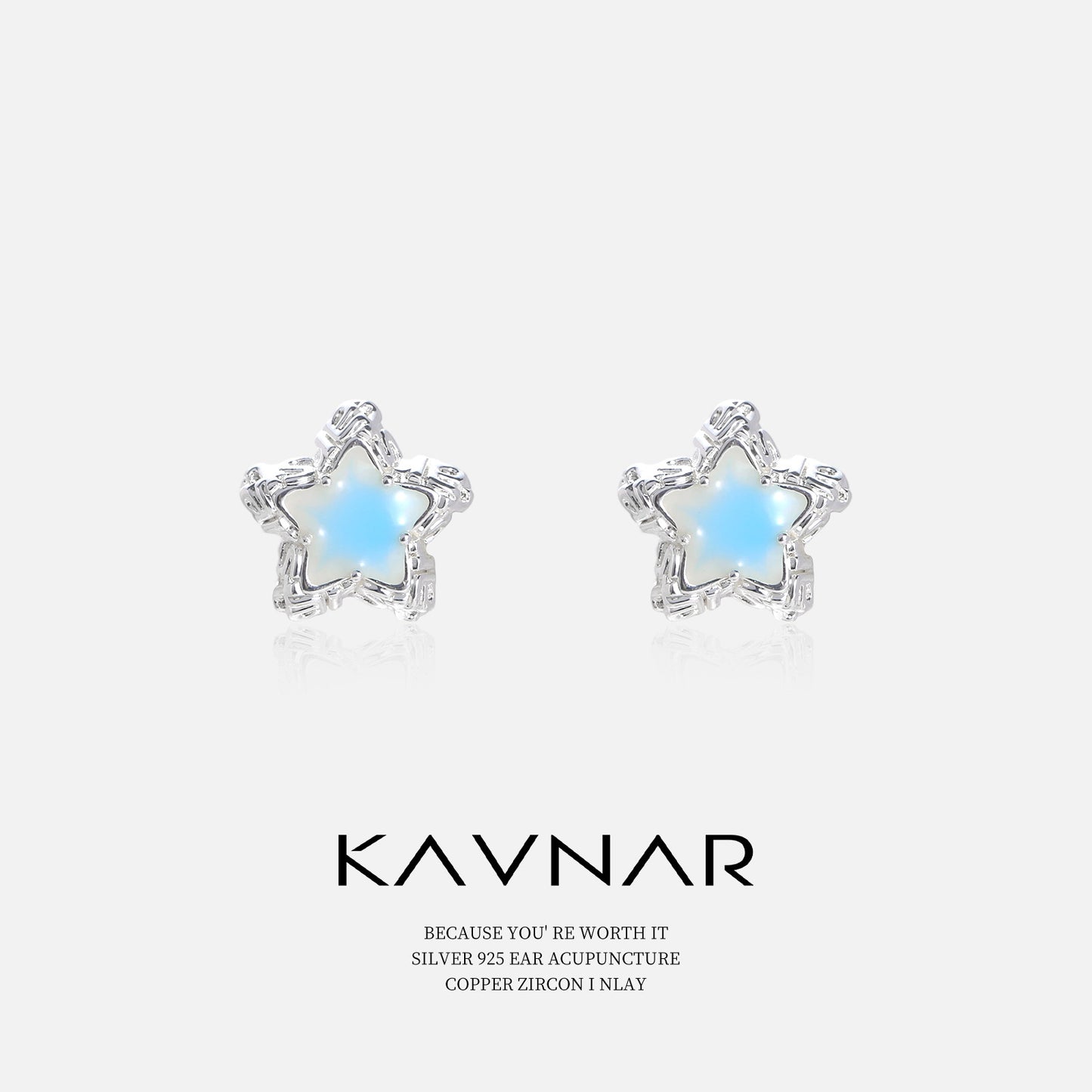 Summer Fresh Blue Star Exquisite Five-Pointed Star Earrings Fashionable Elegant Earrings 925 Silver Needle Earrings High-End