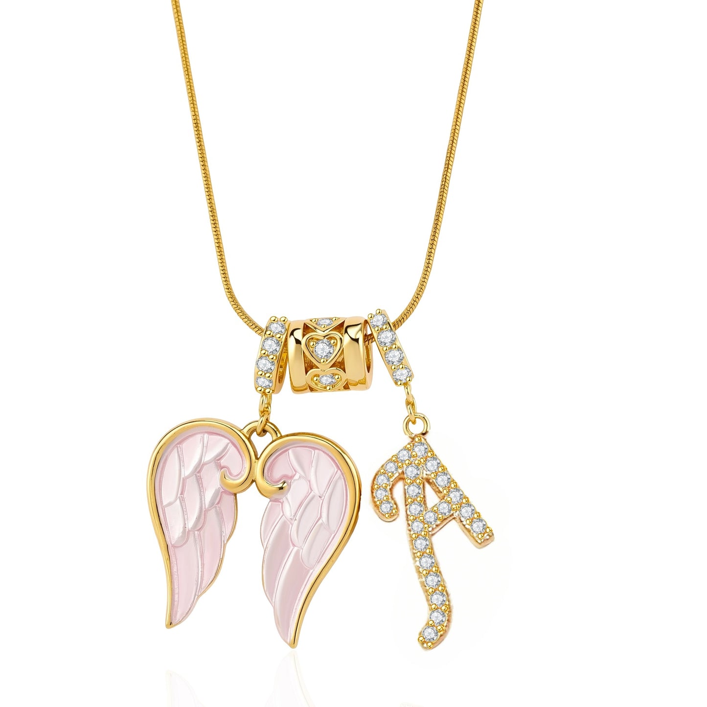 European and American Cross-Border Hot-Selling Item: Zircon Letter Wing Necklace, Sweet and Cool Hot Girl Style