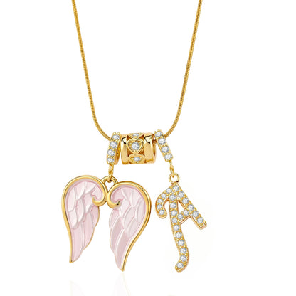 European and American Cross-Border Hot-Selling Item: Zircon Letter Wing Necklace, Sweet and Cool Hot Girl Style
