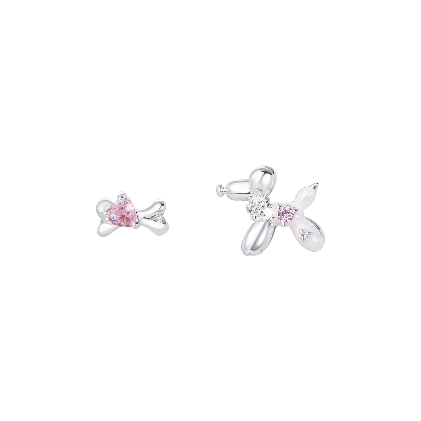 Korean Style Small and Cute Balloon Dog Earrings Fashionable Elegant Earrings 925 Sterling Silver Needle Earrings Accessible Luxury and High-End Sense for Women
