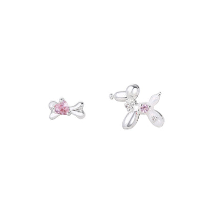 Korean Style Small and Cute Balloon Dog Earrings Fashionable Elegant Earrings 925 Sterling Silver Needle Earrings Accessible Luxury and High-End Sense for Women