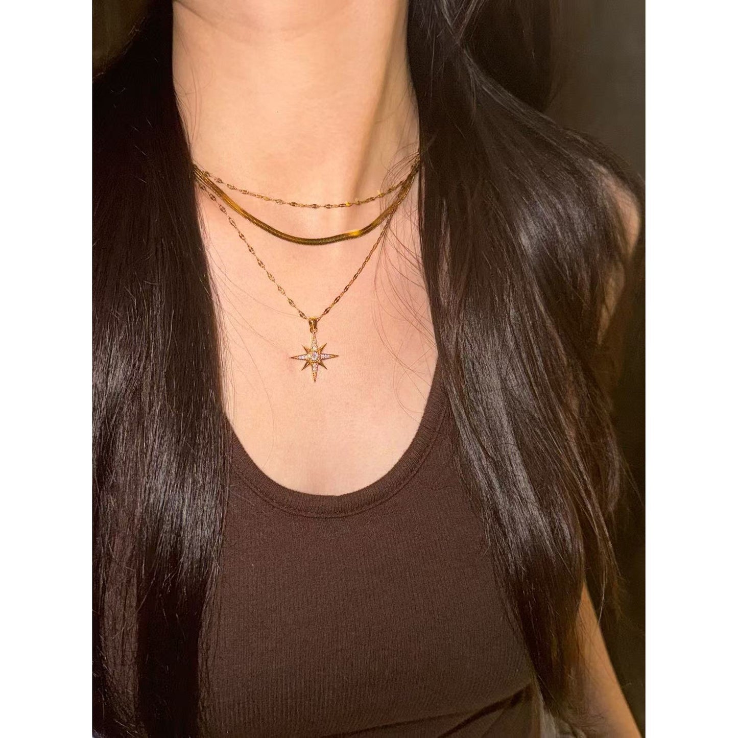 Wish Wishing Series~Eight-Pointed Star Necklace and Sweater Chain Set