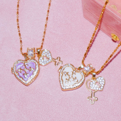 Cross-Border Photo Necklace Tiktok Style Forever ~ Heart-Shaped Colorful Key Photo Album Necklace Best Friend Gift