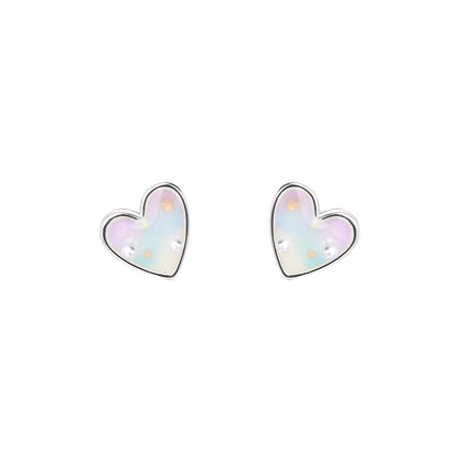Forest Style Small Fresh Gradient Color Heart Earrings Fashionable Elegant Earrings 925 Sterling Silver Needle Earrings Accessible Luxury and High-End