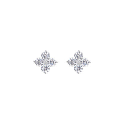 Minimalist Style Exquisite Four-Leaf Clover and Four-Pointed Star Zircon Earrings, Fashionable and Elegant Ear Accessories with 925 Silver Needles, High-End Feel