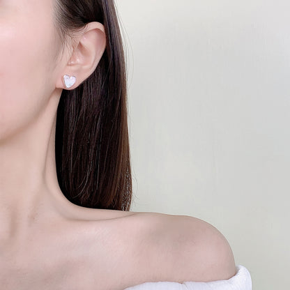 Forest Style Small Fresh Gradient Color Heart Earrings Fashionable Elegant Earrings 925 Sterling Silver Needle Earrings Accessible Luxury and High-End