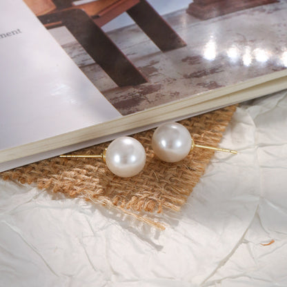Minimalist Style 10mm Pearl Simple Earrings Fashionable Elegant Earrings 925 Sterling Silver Needle Earrings Accessible Luxury High-End Women