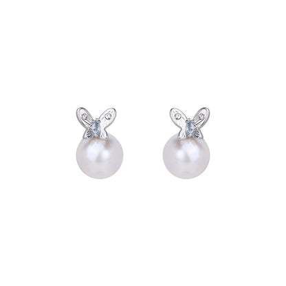 French Romantic Super Fairy Texture Butterfly Pearl Earrings Fashionable Elegant Earrings 925 Sterling Silver Needle Earrings High-End