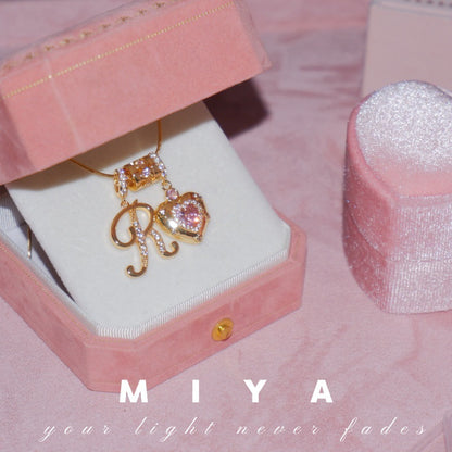 Kindergarten Popular Model, Douyin Internet Celebrity Model, Zircon Heart Letter Necklace, Full Set of Stainless Steel Chain, High Color