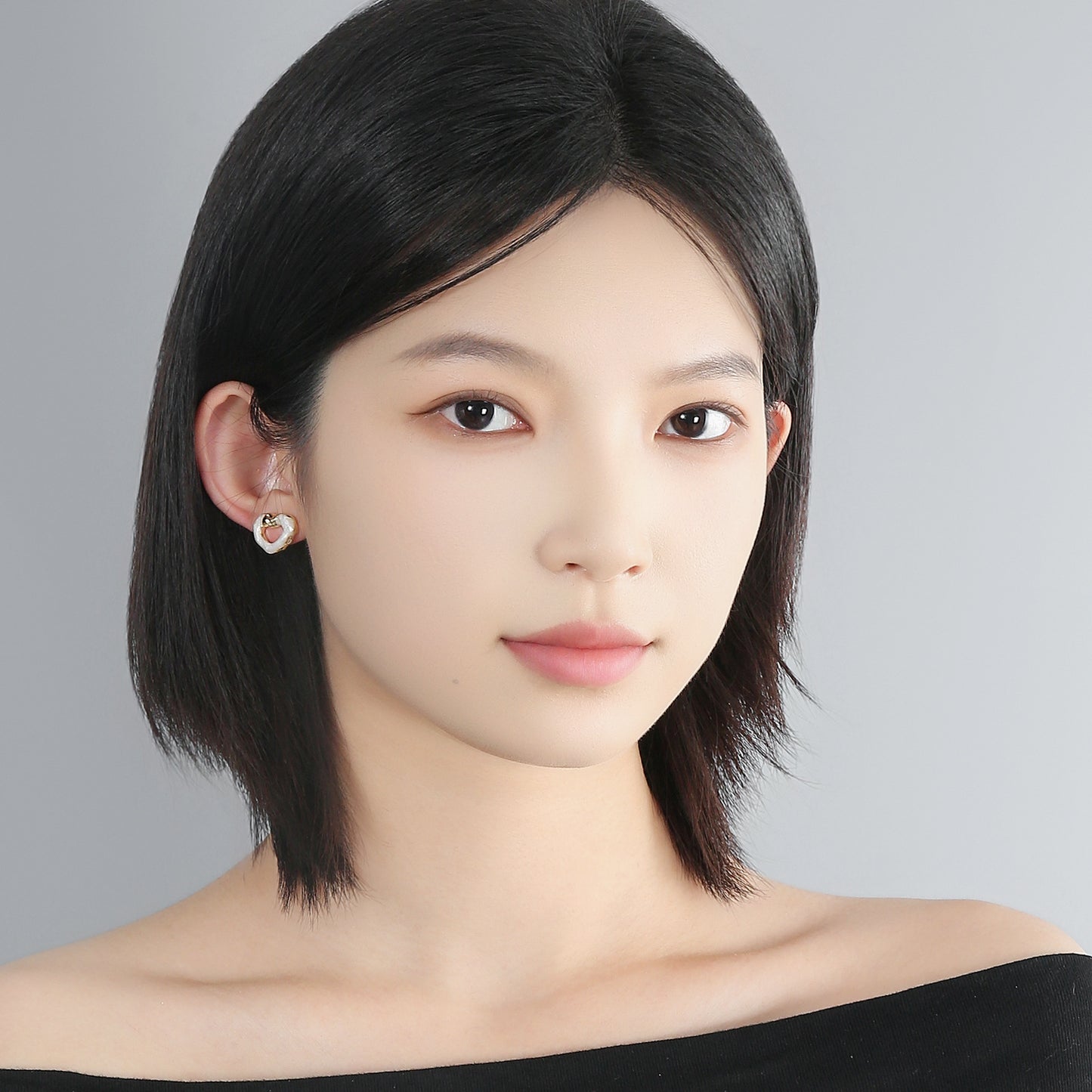 Irregular glitter drop oil love earrings 925 silver needle fashion temperament earrings niche high-end women's earrings