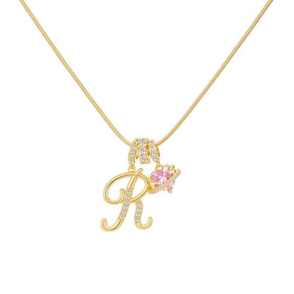 Dopamine Girl Cross-Border Independent Station Tk Popular 26 Letter Necklace Stainless Steel Chain 22K Real Gold Plated