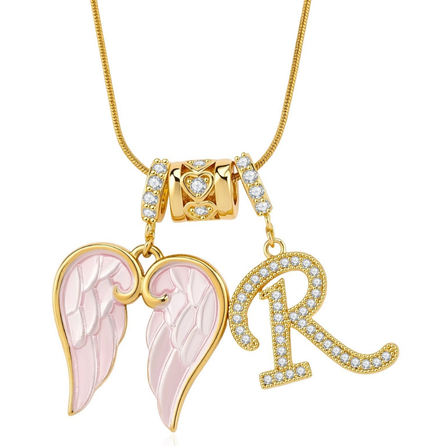 European and American Cross-Border Hot-Selling Item: Zircon Letter Wing Necklace, Sweet and Cool Hot Girl Style