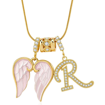 European and American Cross-Border Hot-Selling Item: Zircon Letter Wing Necklace, Sweet and Cool Hot Girl Style