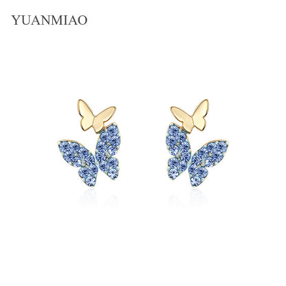 New Trendy Colorful Butterfly Earrings Summer Art Earrings Women's Small Simple Earrings Niche Design Versatile