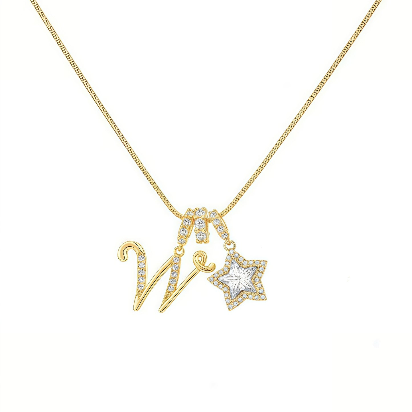 Dopamine Star Girl Cross-Border Independent Site Tk Hot-Selling 26-Letter Necklace Stainless Steel Chain 22K