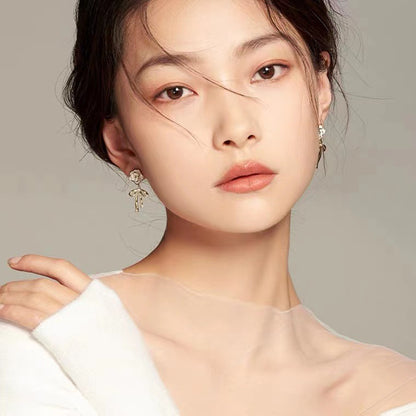 Camellia Bow Earrings Women's 2023 New Fashionable Elegant High-end Earrings Korean Fashion Internet Celebrity Earrings