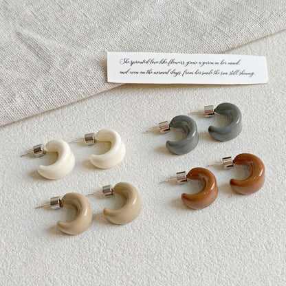 Ins Style Dopamine Colorful Enamel Drip Glaze C-Shaped Wide Earrings for Women, Fashionable and Versatile, Simple and Personalized Earrings