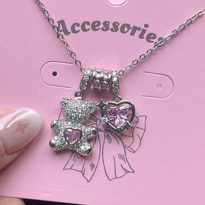 2025 New Hot-Selling Sweet Bear Necklace with High Color Retention, Super Cute and Super Shiny