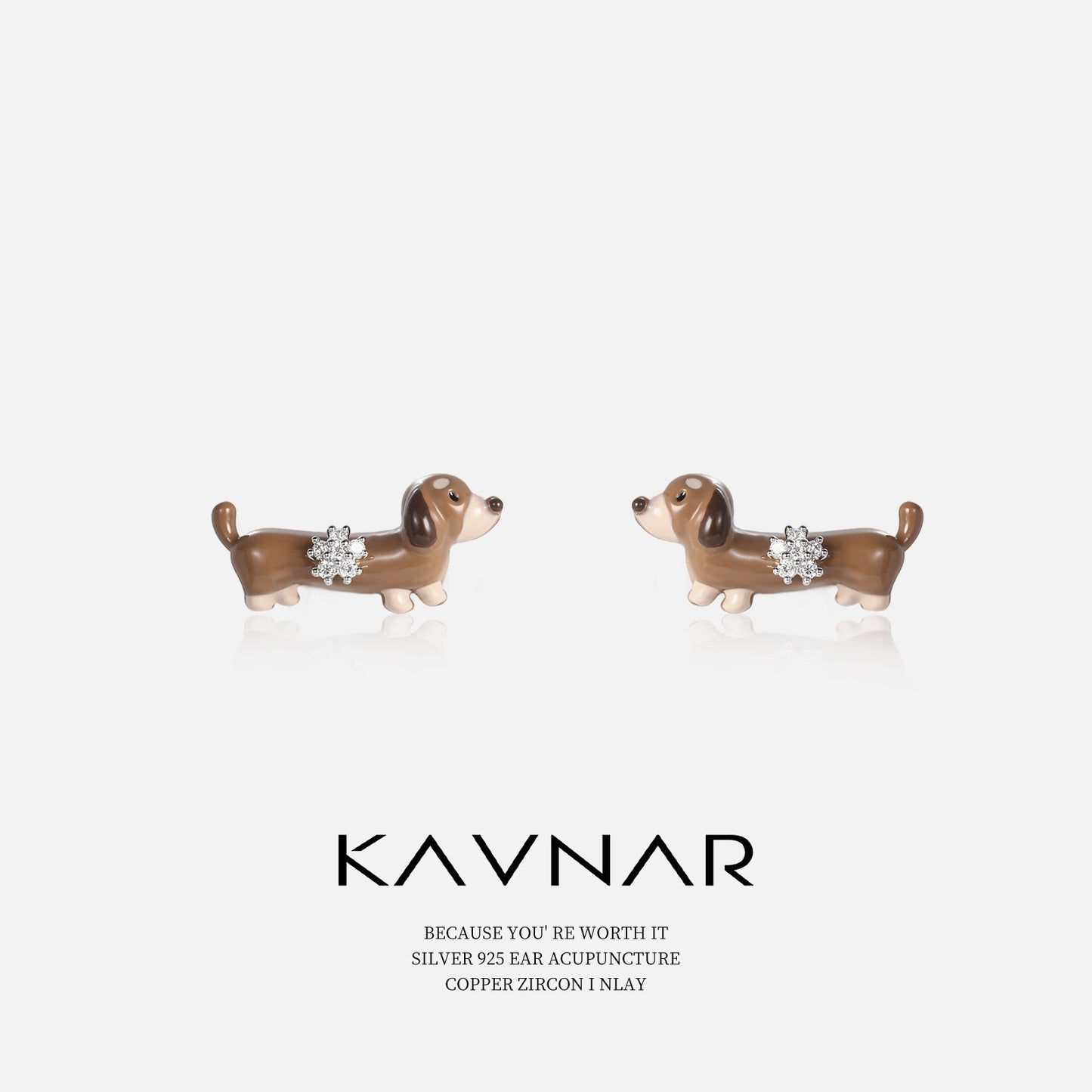 Korean Style Cute Brown Dachshund Dog Earrings Fashionable Elegant Earrings 925 Sterling Silver Needle Earrings Accessible Luxury High-End Women