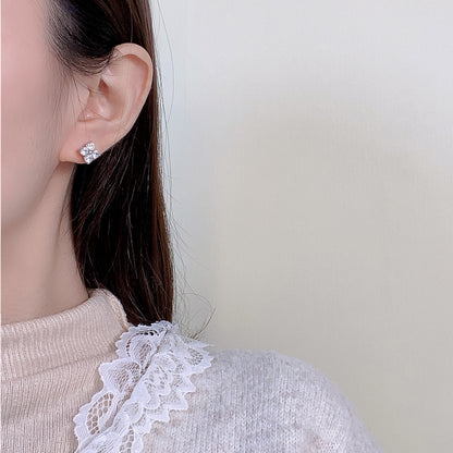 Minimalist Style Exquisite Four-Leaf Clover and Four-Pointed Star Zircon Earrings, Fashionable and Elegant Ear Accessories with 925 Silver Needles, High-End Feel