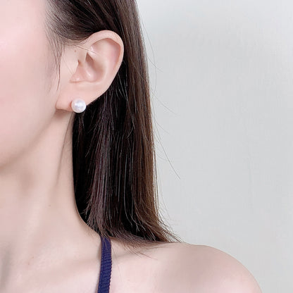 Minimalist Style 10mm Pearl Simple Earrings Fashionable Elegant Earrings 925 Sterling Silver Needle Earrings Accessible Luxury High-End Women