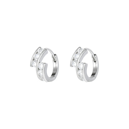Small and exquisite simple round zircon earrings fashion OL earrings niche high-end sense ladies earrings temperament wholesale