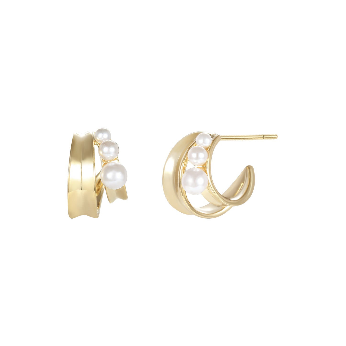 Simple and Exquisite C- ring Pearl Gentle Earrings 925 Silver Needle Fashion Elegant Earrings Niche High-end Earrings for Women