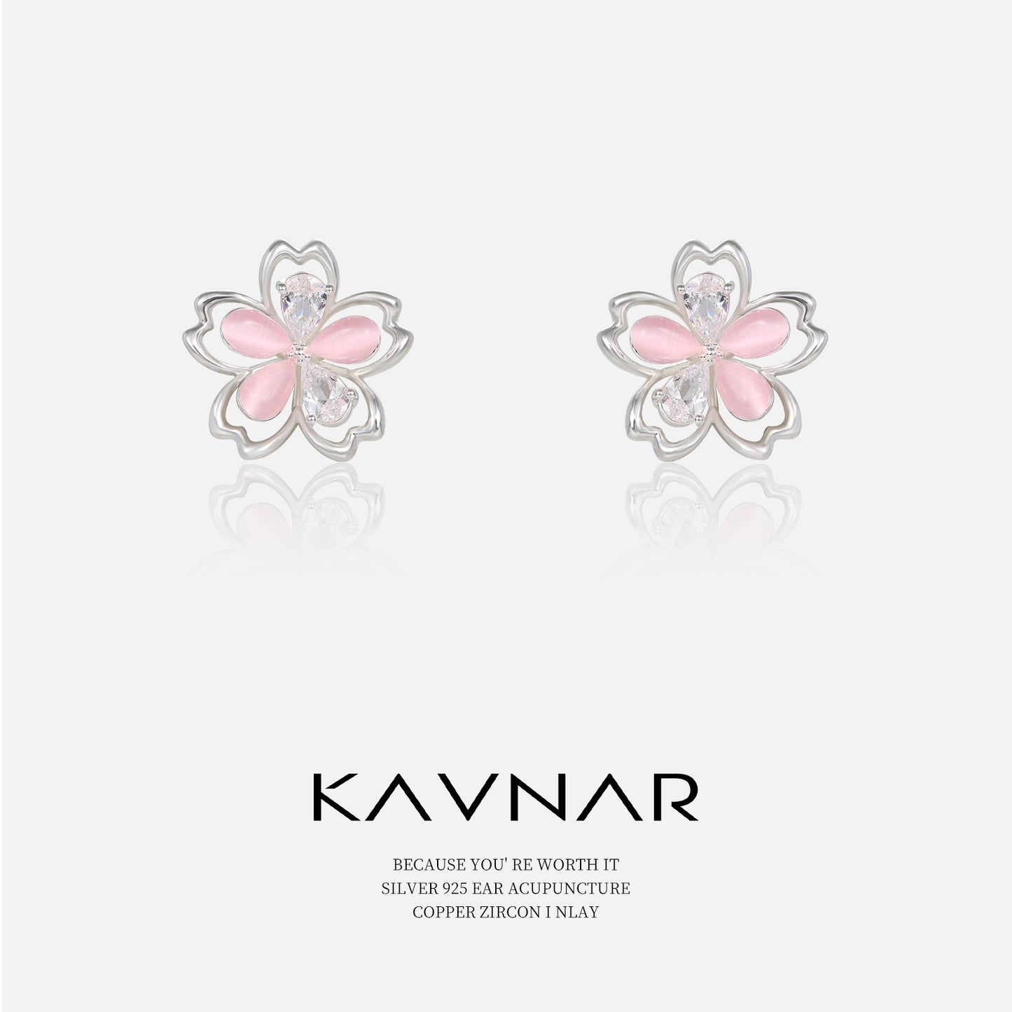 Cat's Eye Peach Blossom Stud Earrings 925 Sterling Silver Fashionable and Elegant Niche High-End Earrings for Women