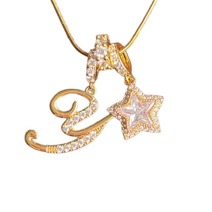 Dopamine Star Girl Cross-Border Independent Site Tk Hot-Selling 26-Letter Necklace Stainless Steel Chain 22K