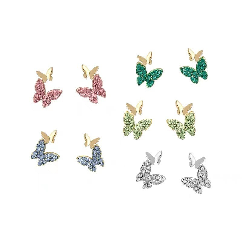 New Trendy Colorful Butterfly Earrings Summer Art Earrings Women's Small Simple Earrings Niche Design Versatile